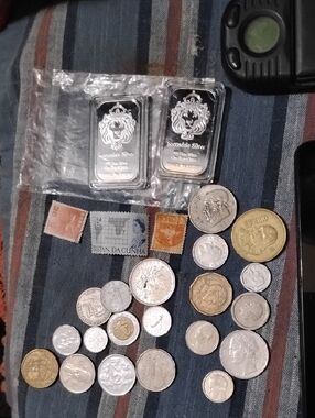 Silver Content World Coin 🪙 Lot Circulated & Fine Brilliant Silver Plate Pair